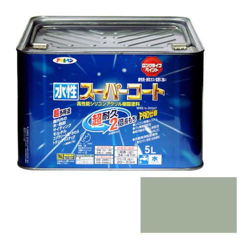 アサヒペン 多用途-水性スーパーコート 5L-ソフトグレー【送料無料】