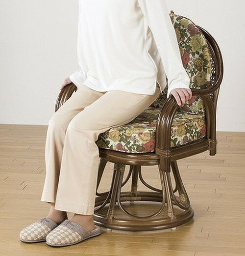 座椅子 天然籐回転チェア ハイタイプ 回転座椅子 籐 天然籐 回転 椅子 チェアー イス 高座椅子(代引不可)【送料無料】【smtb-f】 [3]