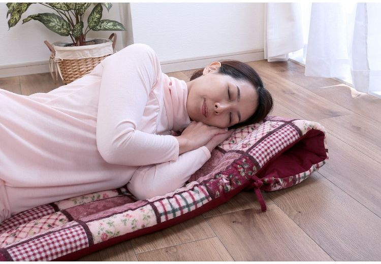 ごろ寝長座布団 2枚組 パッチワーク調 あったか ワイド ロング ソファクッション お昼寝 まくら 座布団 ワイン ブラウン(代引不可)【送料無料】 [2]