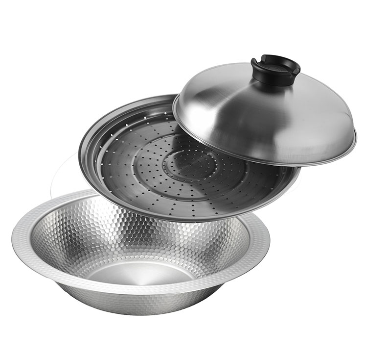 鍋 よせしゃぶ鍋 幅30cm 蒸し器付き IH対応 つなぎ目なし 手入れ簡単 ステンレス ヘルシー 鍋料理 調理器具 蓋つき 洗いやすい 丈夫 しゃぶしゃぶ すき焼き(代引不可)【送料無料】