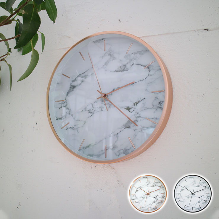 時計 壁掛け 電波時計 大理石風 ウォールクロック マルモ Marmo Wall Clock 電池式 スイープ インテリア 高級感【送料無料】