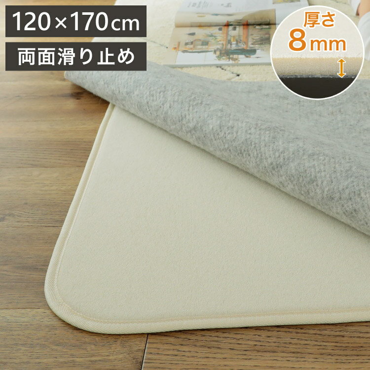 下敷き用ラグ 120×170cm ラグ 下敷き ラグマット カーペット 洗える クッション ウレタン 滑り止め 防音 すべり止め 厚手 ふかふか ホットカーペット対応 床暖房対応 こたつ敷(代引不可)【送料無料】