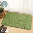 芝生ラグマット 玄関マット 50×80cm シーヴァ 人工芝 シャギーラグ 室内用 屋内用 カーペット ホットカーペット対応 緑(代引不可)