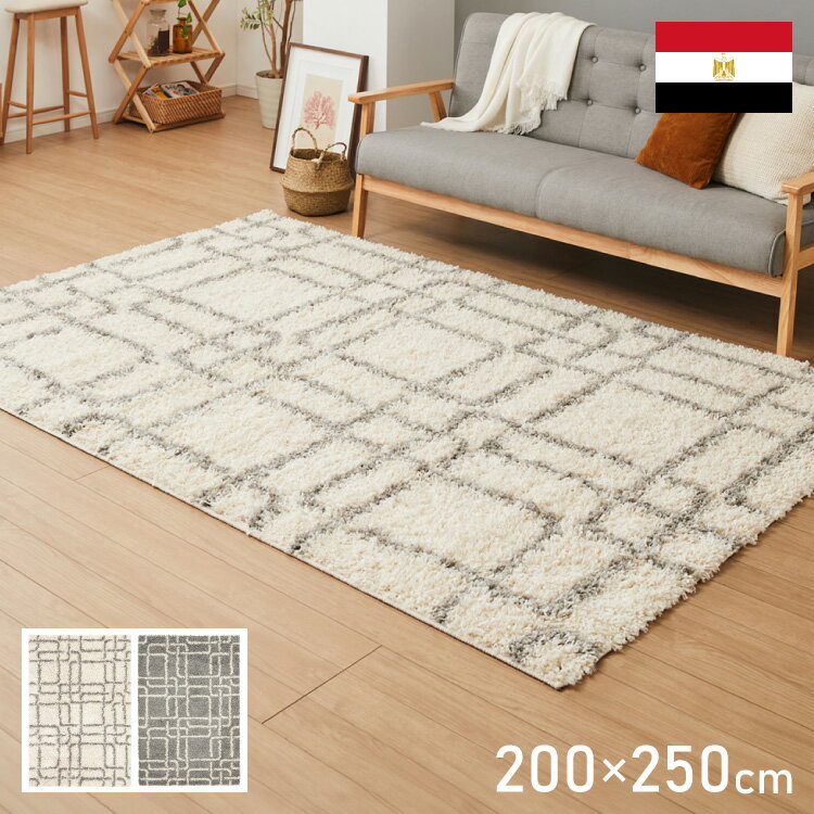ラグ 200×250cm 厚手 シャギーラグ 幾何学 モダン ウィルトン織り カーペット ラグマット ウィルトンラグ ホットカーペット・床暖房OK 可愛い かわいい おしゃれ(代引不可)【送料無料】