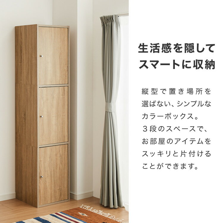 収納ボックス カラーボックス ボックス 3ドア 収納 収納ケース 扉取り外し可能 ラ...