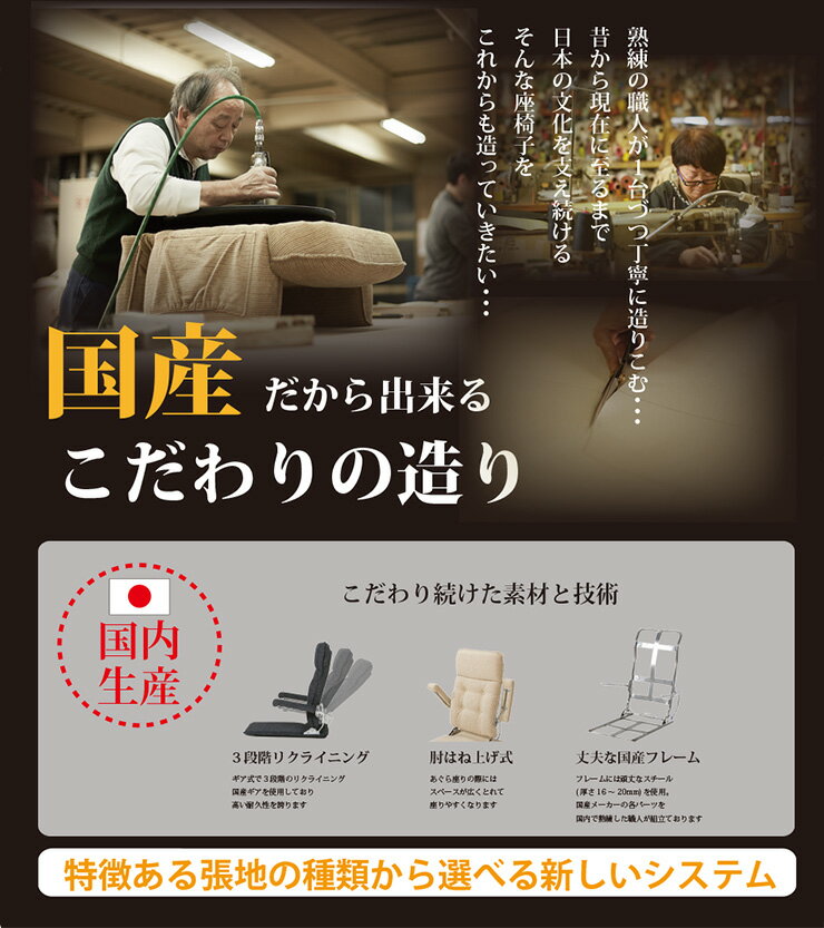光製作所 日本製 跳ね上げ式 座椅子 国産 リクライニング 3段階 ひじ掛け 肘付き 1...