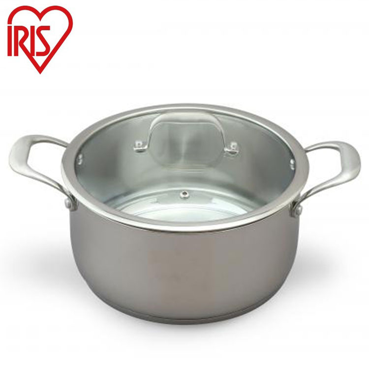 アイリスオーヤマ ステンレスシリーズ 両手鍋24cm ガラスふた付 SP-P24 IRIS OYAMA キッチン 調理用品 キッチンツール(代引不可)【送料無料】