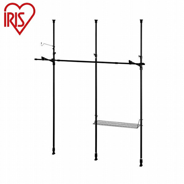 アイリスオーヤマ つっぱり物干し 3本タイプ TPM-3 ブラック つっぱり物干し 3本タイプ IRIS OYAMA(代引不可)【送料無料】
