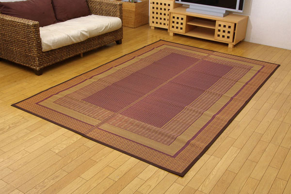 純国産 い草花ござカーペット 『ランクス総色』 ワイン 江戸間4.5畳(約261×261cm)【送料無料】【代引き不可】