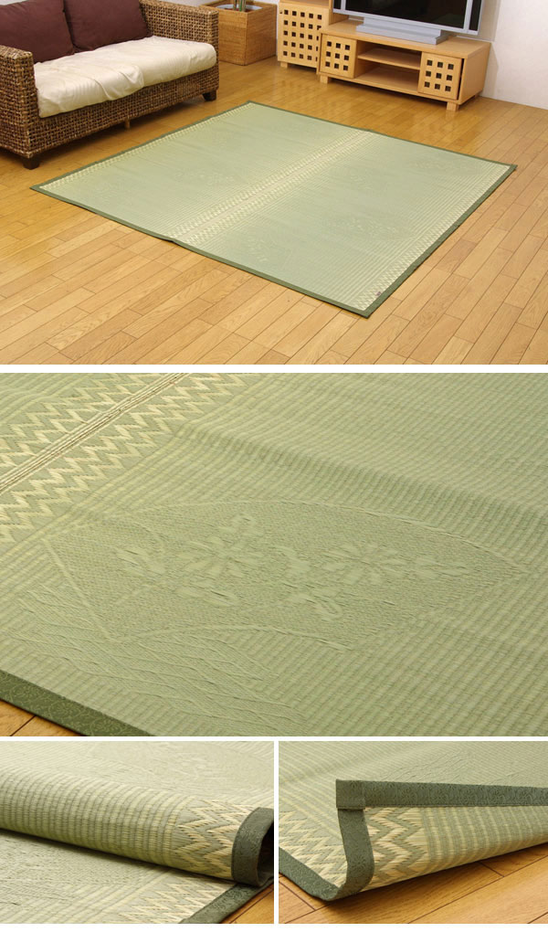 純国産 イ草花ござカーペット 『扇』 江戸間2畳(約174×174cm)【送料無料】【代引き不可】 [3]