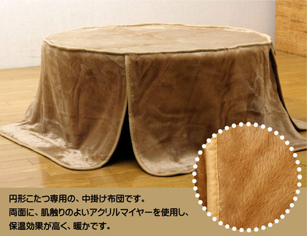 円形こたつ用中掛け毛布 『中掛け毛布NSK(円形BOX)』 ブラウン 220cm丸 ボックスタイプ【送料無料】【代引き不可】 [2]