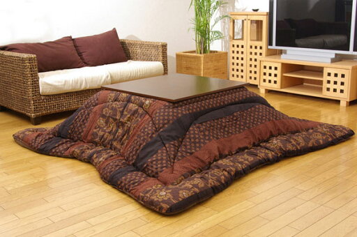 こたつ厚掛け布団単品 国内プリント 『万葉』 ブラウン 205×345cm【送料無料】【代引き不可】 こたつ厚掛け布団単品 国内プリント 『万葉』 ブラウン 205×345cm【送料無料】【代引き不可】
