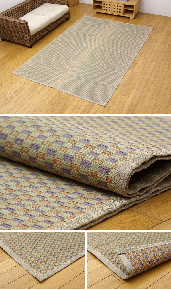 純国産 い草花ござ 『西条』 ベージュ 江戸間8畳(約348×352cm)(代引き不可)【送料無料】 [3]