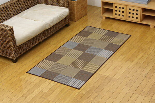 Plain - 純国産 い草花ござ 『DX京刺子』 ブラウン 江戸間1畳（約87×174cm）（裏:不織布）(代引き不可)【送料無料】