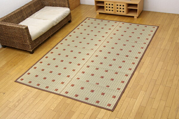 176 cm X 352 cm - 純国産 い草花ござ 『飛鳥』 ブラウン 江戸間4.5畳（約261×261cm）(代引き不可)【送料無料】