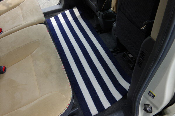 フロアマット カーマット フロントマット リアマット ベーシック ボーダー ロカ フリーカット ネイビー..
