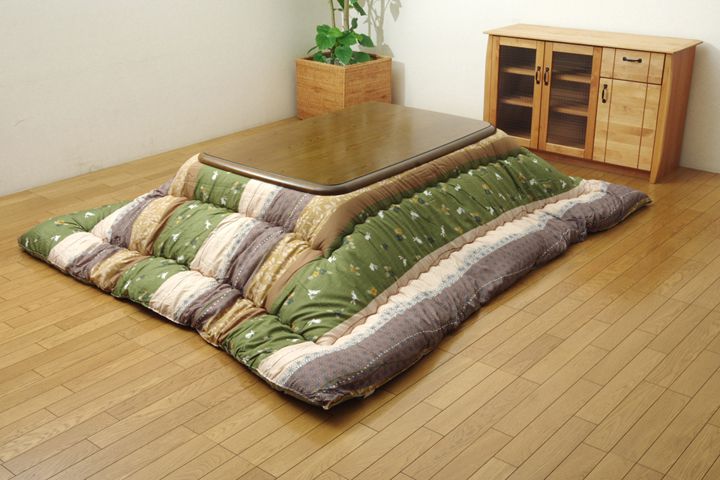 和柄 こたつ布団 正方形 掛け単品 『こよみ』 グリーン 205x205cm(代引不可)【送料無料】
