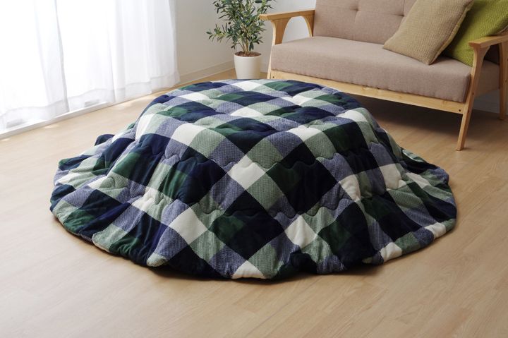 洗える こたつ布団 正方形単品 薄掛けタイプ 『ジャーナル』 グリーン 約220cm丸 こたつ布団 薄掛布団 ..