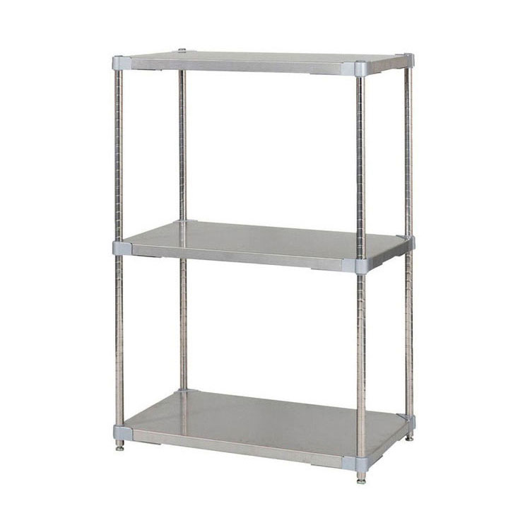 【燕三条製】 PROFACE SUS304ステンレスソリッドシェルフ3段 460×760×1200 SUS304ステンレスポール ス..