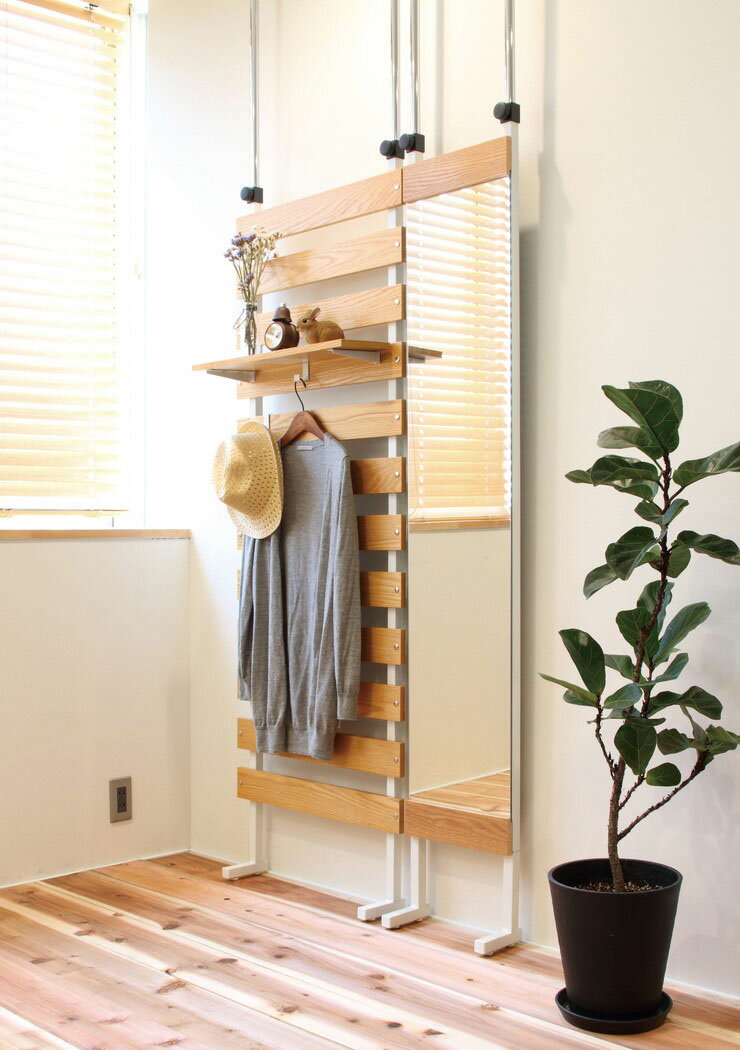 突っ張りミラー 幅30cm 全身鏡 鏡 ミラー 姿見 かがみ 壁掛け 飛散防止 間仕切り 目隠し パーテーション 壁面 デッドスペース(代引不可)【送料無料】 [3]