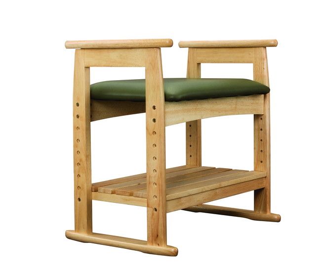 肘付スツール W-5H 肘付きスツール ベンチ 腰掛け椅子 いす 椅子 スツール 手すり付 高さ調整 天然木 木製 介護 介助 玄関 安全(代引不可)【送料無料】 [3]