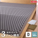 アキレス Achilles マットレス Float Wave フロートウェーブ レギュラー ダブル 日本製 高反発 3つ折り 厚さ10cm 体圧分散 通気 三つ折り ごろ寝 敷布団 折り畳み 高反発マットレス ベッドマットレス(代引不可)【送料無料】【S1】(3)