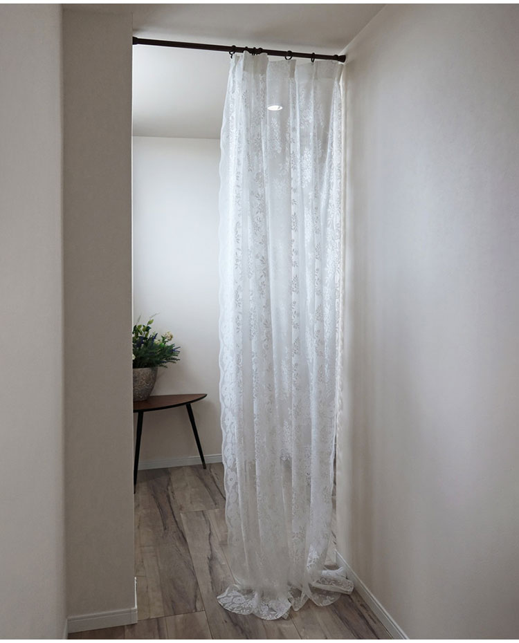 日本製 フリーカットレースカーテン 巾100cm×丈250cm バラ柄 花柄 2枚組 自由に長さ変更 ハサミでカット 丈調整可能 調整可能なフック付き 取り付け簡単 程よい透け感 光を採り入れる(代引不可)【送料無料】 [3]