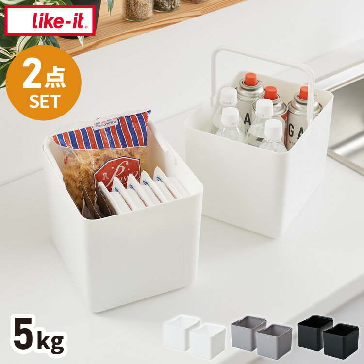 ライクイット ハンドル付きストックケース ワイド 2P 内分別 密閉 5kg 抗菌 シンク下 ライスストッカー..