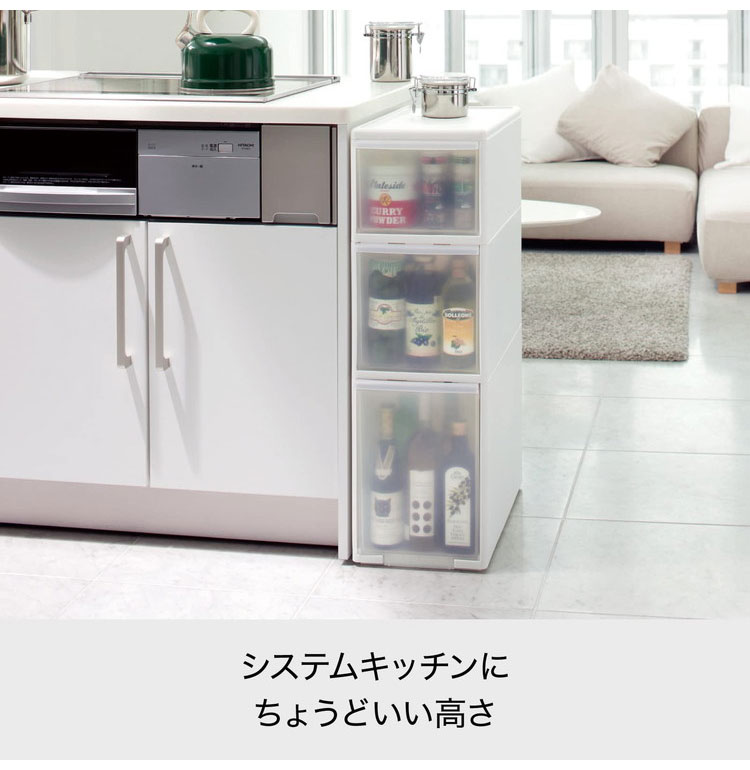 ライクイット ( like-it ) キッチン 収納 スリムストレージ ミディストッカー 幅25.5x奥46.5x高82cm ホワイト 日本製 MS-111D 幅25.5cm デッドスペース収納 すき間を活用(代引不可)【送料無料】 3