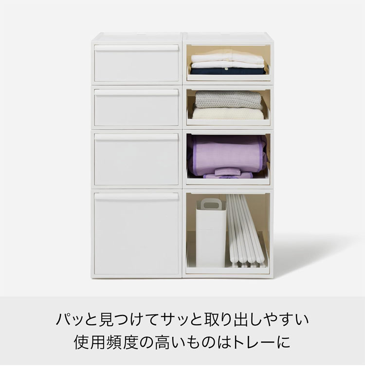 ライクイット (like-it) 収納ボックス クローゼットシステム トレー M 約幅32x奥50.5x高21.4cm ホワイト CS-T5 クローゼット収納にピッタリ 押入れケース 衣類ボックス シンプル収納 リビング収納【送料無料】