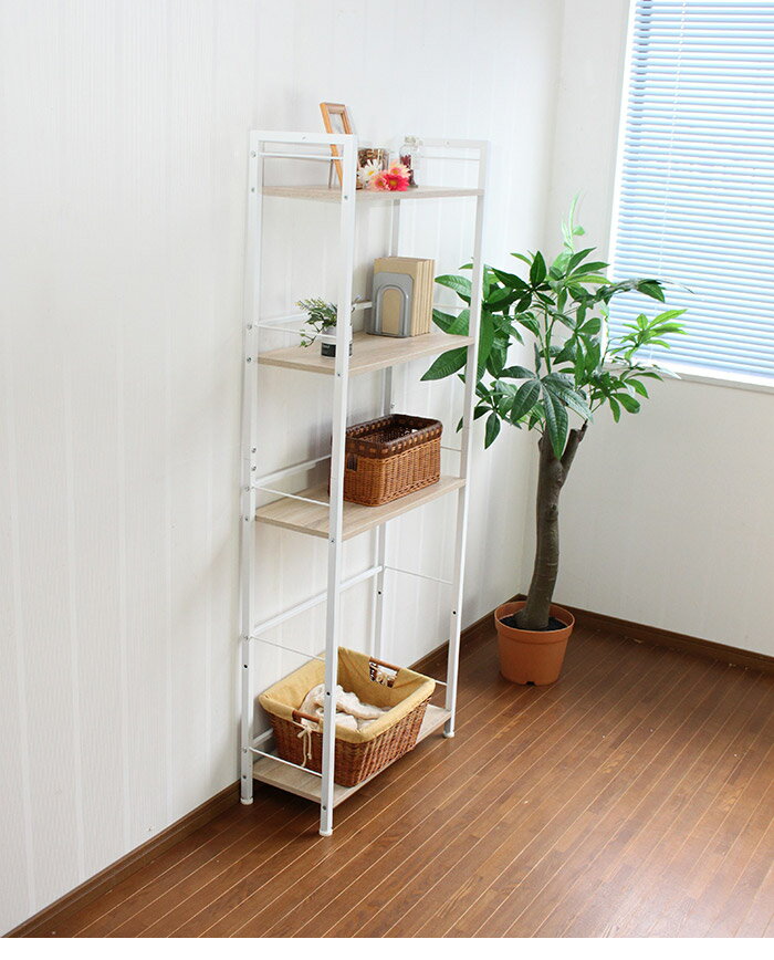 スチールウッドラック 収納 収納家具 リビング収納 本棚 ラック シェルフ ディスプレイラック 収納棚 キッチン収納 オープンラック ウッドラック 木目調 ナチュラル インテリア(代引不可)【送料無料】 [2]