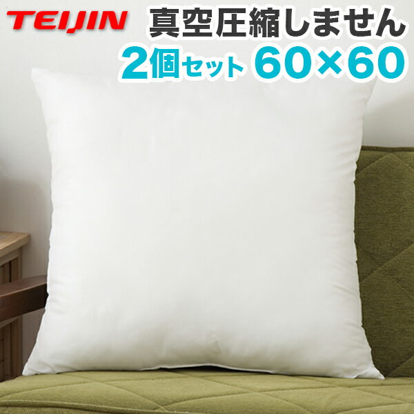 クッション 60x60cm 2個組 テイジン製中綿使用 帝人綿 帝人 テイジン TEIJIN ヌードクッション 中身 国産 日本製 クッション中身 クッションBODY クッション中材 洗えるクッション 洗える ウォッシャブル 清潔 セット【送料無料】【S1】のサムネイル