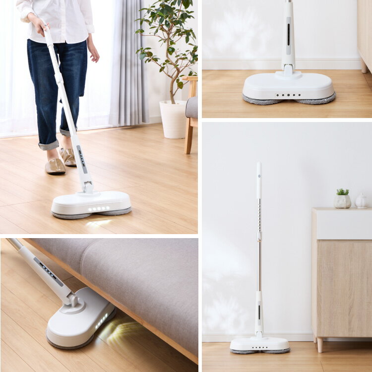 モップクリーナー 電動モップ 回転モップクリーナー LED付き 替えパッド付 強力 3種類パッド付き 自立 コードレス ツインモップ 水拭き 電動回転モップ simplus シンプラス SP-TRM01【送料無料】【メーカー1年保証】