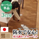 ホットカーペット カバー 防水 木目調ホットカーペット・カバー 〔ウッディ〕 3畳用(250x198) カバーのみ(代引不可)【送料無料】