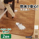 ホットカーペット カバー 防水 木目調ホットカーペット・カバー 〔ウッディ〕 2畳用(200x198)+ホットカーペット本体 2点セット(代引不可)【送料無料】