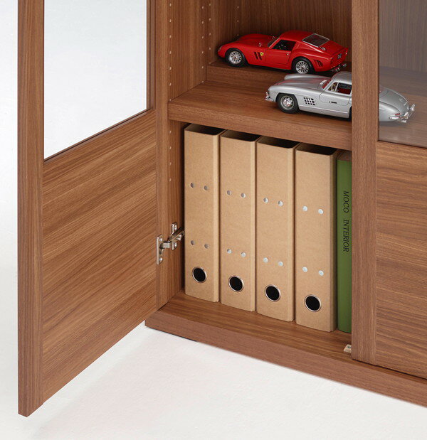 本州・四国は開梱設置無料 フナモコ ガラスシェルフ 【幅74.3×高さ180cm】 レベッカオーク VCR-75 日本製 国産 本棚(代引不可)【送料無料】 [3]