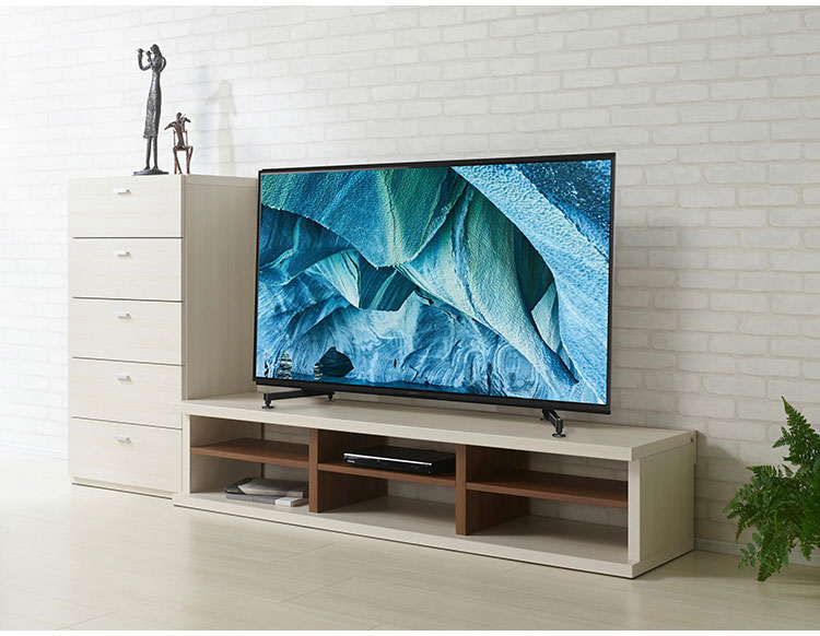 フナモコ テレビカウンター LVS2-170 ホワイトウッド+リアルウォールナット ホワイト 木目 国産 TVボード テレビボード 完成品 リビング 日本製 収納 可動棚板 幅170 高さ36.5cm(代引不可)【送料無料】 [2]