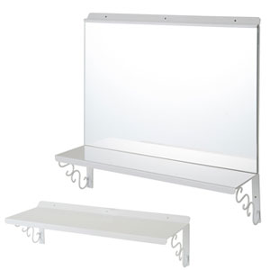 ドレッサー デスク テーブル 化粧台 壁掛けミラー&棚セット オフホワイト色 NJ-0320【送料無料】