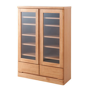 日本製 完成品 ガラス扉 本棚 天然木 書棚 幅80 ロータイプ ナチュラル 書棚 ブックラック 木製 ラック 国産 収納 大容量 北欧 おしゃれ【送料無料】【storage0901】