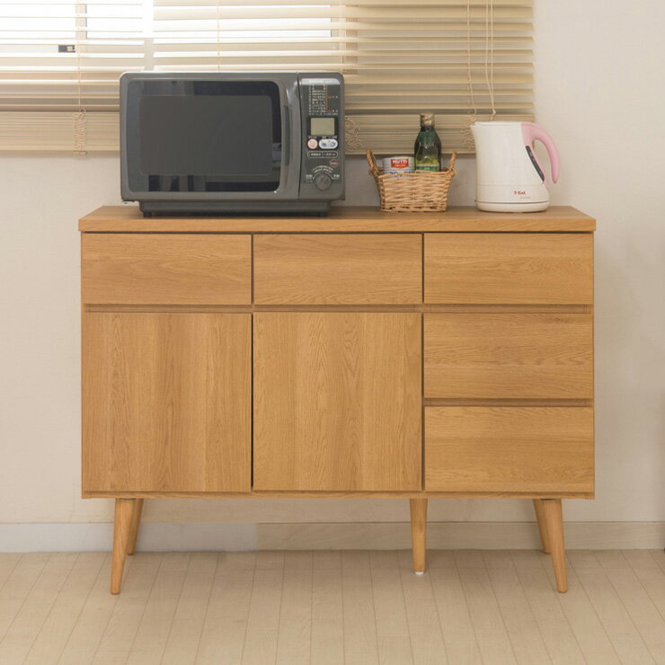 日本製 キッチンカウンター 幅110cm ナチュラル 収納型タイプ 完成品 組み立て不要 レンジ台 レンジラ..