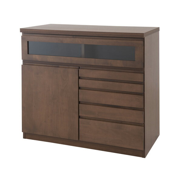 天然木アルダーFAX台兼用リビングチェスト幅45cm ダークブラウン アルダー 天然木 北欧 完成品 国産 FA..