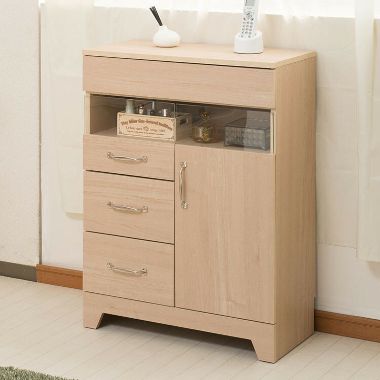 FAX台 幅60 ナチュラル 電話台 ルーター収納 チェスト 木目 キャビネット シンプル 玄関 リビング コン..