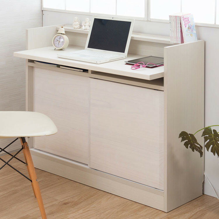 Enix スクエアキャビネット 幅107.5 デスクタイプ ホワイト 机 デスク パソコンデスク 学習机 収納 木..