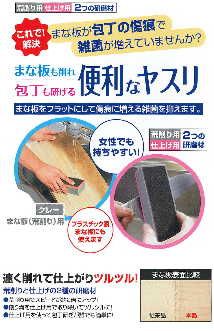 リコメン堂インテリア館の研磨剤 ヤスリ 包丁 研ぎ まな板 削り 2種類 荒削り 仕上げ 持ちやすい ツルツル 調理器具 手入れ 料理 キッチン 飲食店(代引不可)【送料無料】｜アングル2