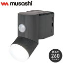 ムサシ 人感センサーライト 屋外 防犯ライト 乾電池式 4.5W×1灯 LEDセンサーライト LED-CY130 自動点灯 人感センサー 強盗対策 防犯灯 防犯グッズ RITEX(代引不可)【送料無料】