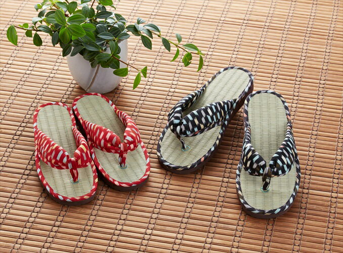 い草鼻緒サンダル やがすり ブラック系 Lサイズ(代引不可)【送料無料】【smtb-f】