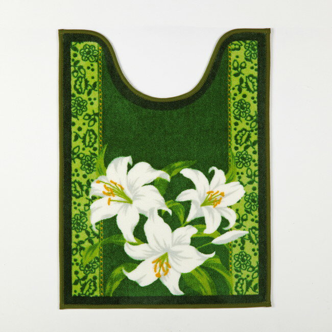 ロングトイレマットクラシックリリー(グリーン)80x60cm マット 敷き物 敷物 かわいい(代引不可)