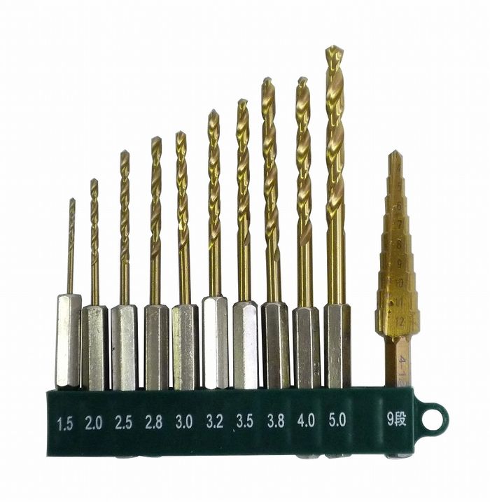 Rakuten - GREATTOOL グレイトツール 11pcs.鉄工用チタンドリル&ステップドリル HSS鋼チタンコーティング GTHS-11