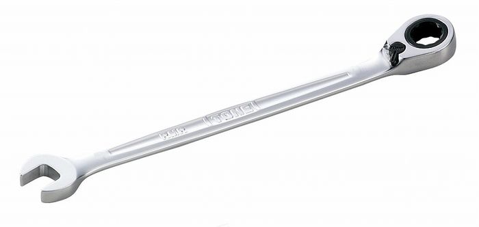 【商品詳細】切替レバーにより指で容易に正逆の切替ができます。またレバーはヘッドの厚みから突き出していないため邪魔にならず誤作動もおきません。モデルチェンジで、さらに使いやすくなった手に馴染む柔らかい曲線デザインです。薄型ラチェットヘッドです。二面幅寸法：14mm寸法：全長191mm×厚さ9mm質量：100g切替式13度オフセットタイプ注意：ボルト・ナットのサイズに合ったものを使用してください。パイプなどを継ぎ足して使用しないでください。ハンマーなどで叩いて衝撃を与えないでください。【送料について】北海道、沖縄、離島は送料を頂きます。