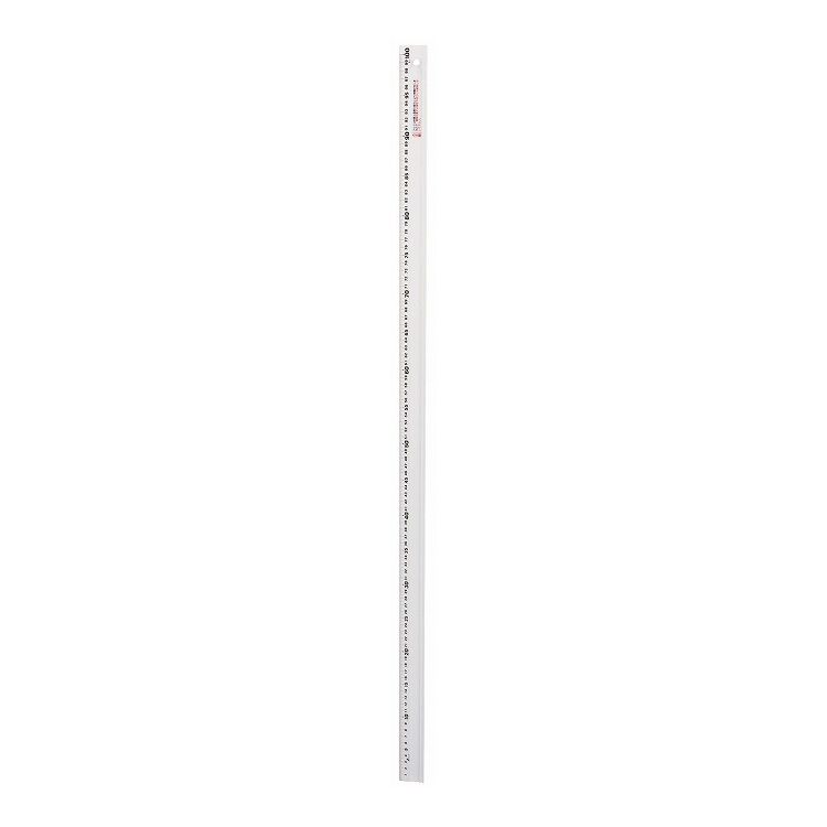 【商品特長】【製品サイズ(mm)】・長さ5・幅35・高さ1010【生産国】中国【材質】本体：アルミすべり止：スポンジ【仕様】用途：長さの測定・カッティング定規・溝引きとして使用サイズ(約)：縦1010X横35X厚5mm重量：190g目盛：メートル目盛長さの許容差：＋-0.40mm真直度：＋-1.0mm以内カラー：ホワイト仕様：端面基点仕様：溝引き付仕様：裏面すべり止めスポンジ付軽くてサビびず、丈夫です。本体が白く黒い文字が見やすくなりました。【送料について】北海道、沖縄、離島は送料を頂きます。